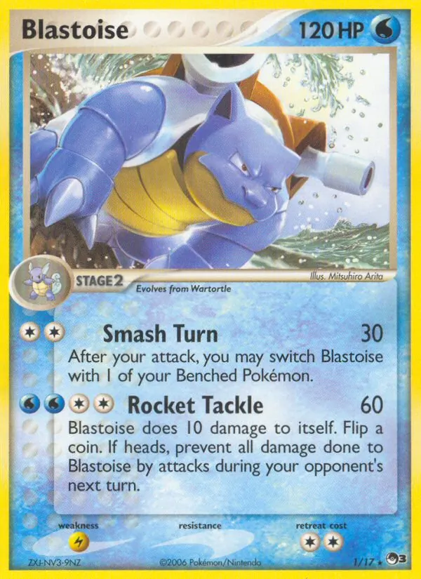 Blastoise card from POP Series 3, number 1/17