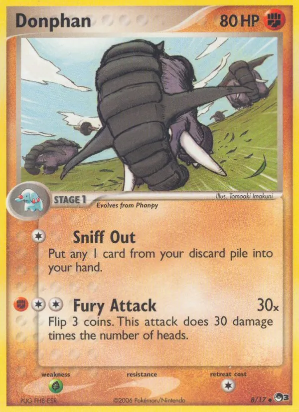 Donphan card from POP Series 3, number 8/17