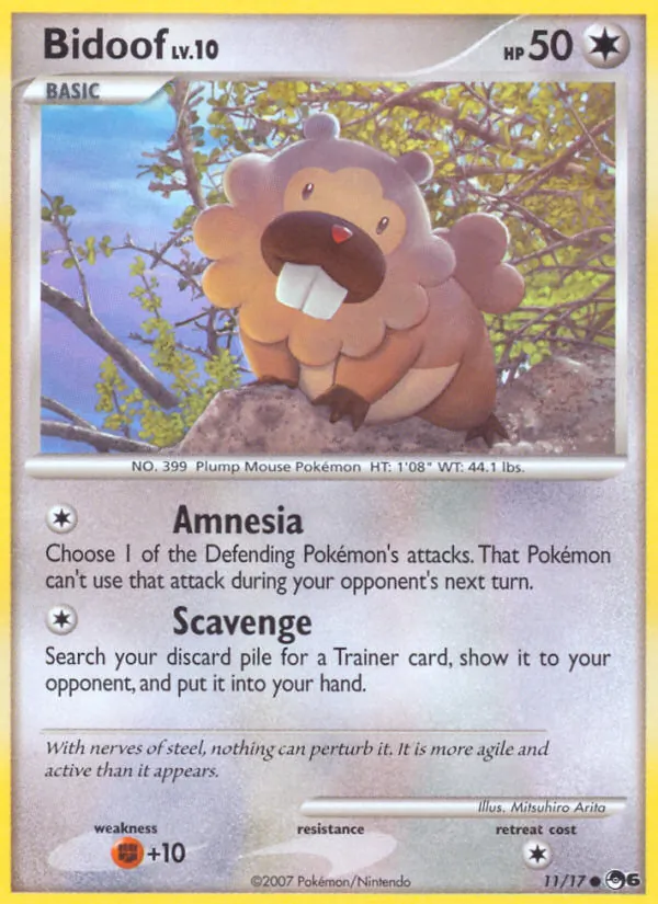 Bidoof card from POP Series 6, number 11/17