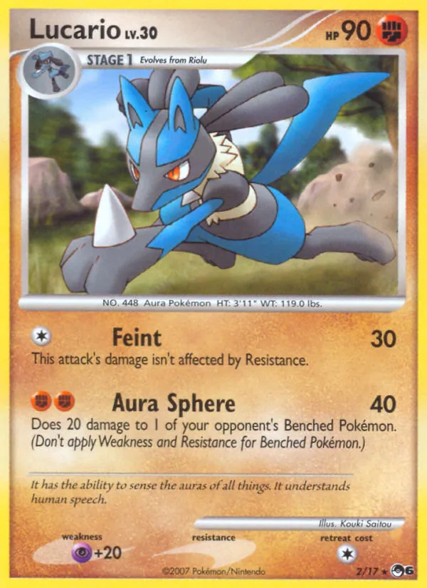 Lucario card from POP Series 6, number 2/17