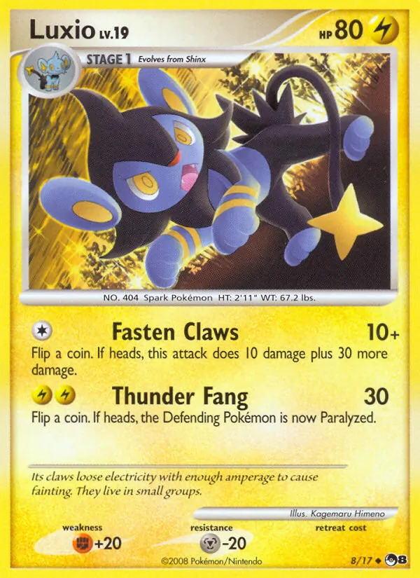Luxio card from POP Series 8, number 8/17