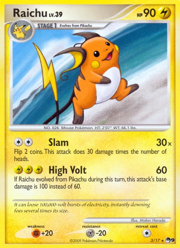 Raichu card from POP Series 9, number 3/17