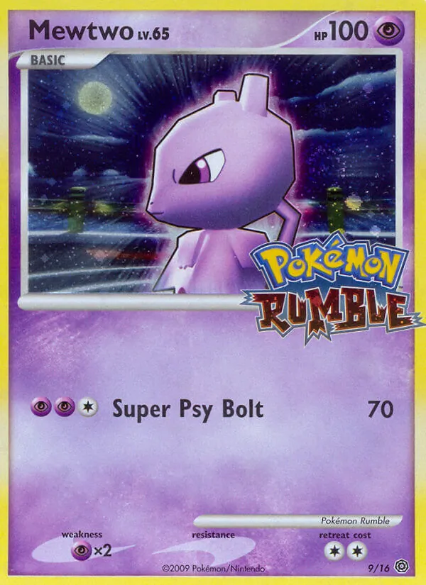 Mewtwo card from Pokémon Rumble, number 9/16