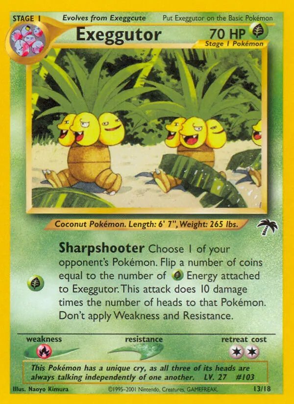 Exeggutor card from Southern Islands, number 13/18