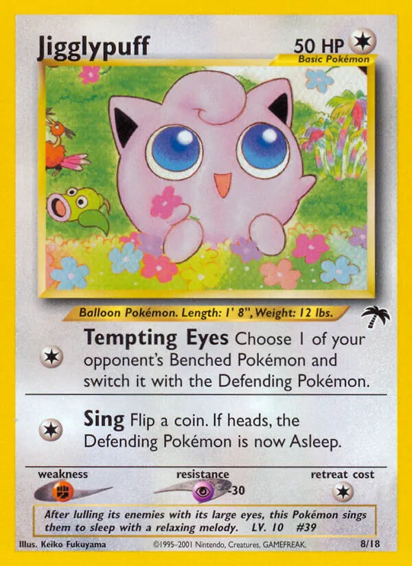 Jigglypuff card from Southern Islands, number 8/18