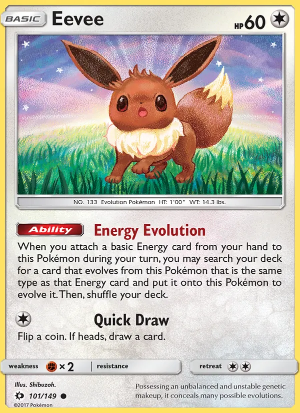 Kaart Eevee uit Sun & Moon, nummer 101/149
