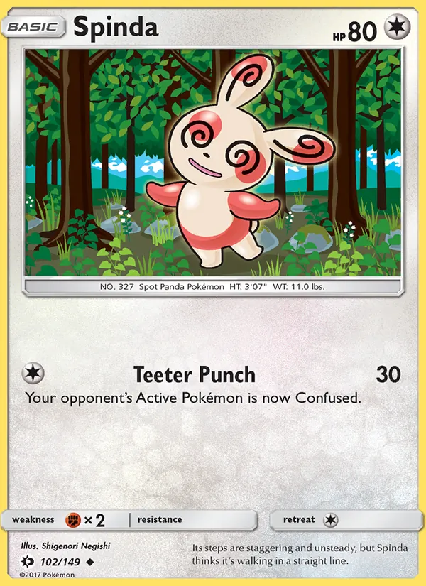 Kaart Spinda uit Sun & Moon, nummer 102/149