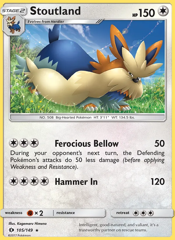 Stoutland card from Sun & Moon, number 105/149