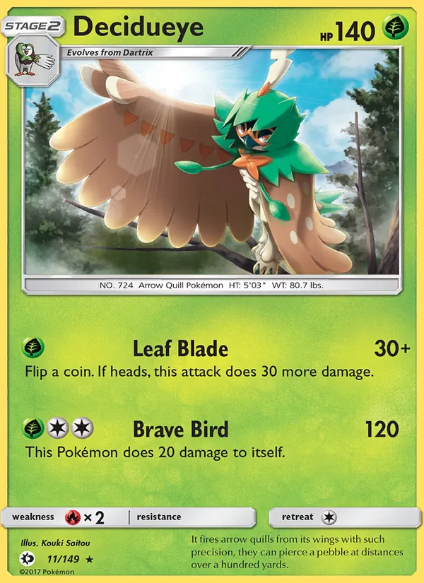 Kaart Decidueye uit Sun & Moon, nummer 11/149