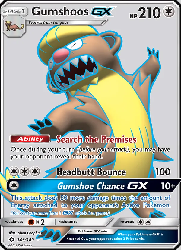 Kartu Gumshoos GX dari Sun & Moon, nomor 145/149