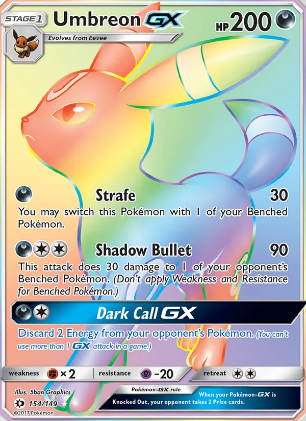 Umbreon GX card from Sun & Moon, number 154/149
