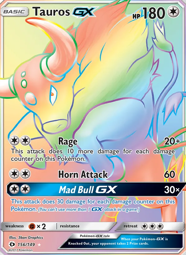 Tauros GX card from Sun & Moon, number 156/149