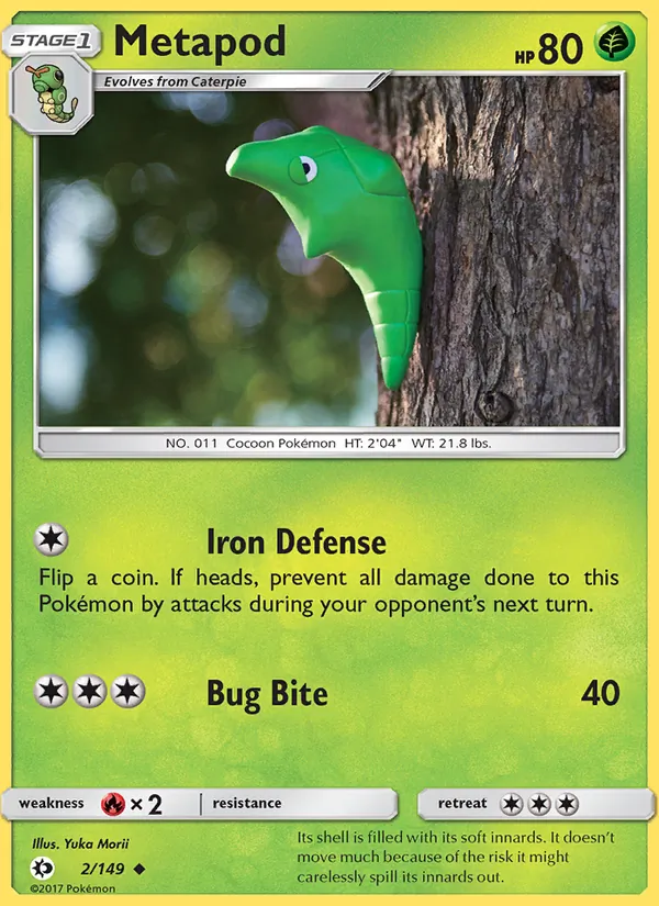 Kartu Metapod dari Sun & Moon, nomor 2/149