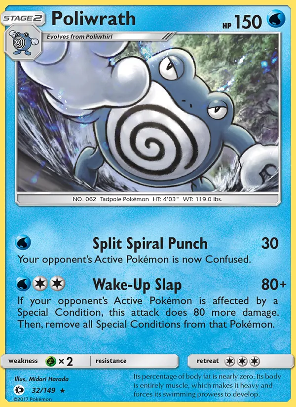 Kaart Poliwrath uit Sun & Moon, nummer 32/149