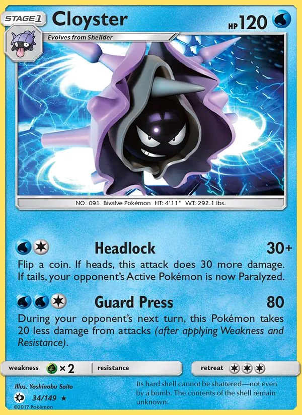 Kaart Cloyster uit Sun & Moon, nummer 34/149