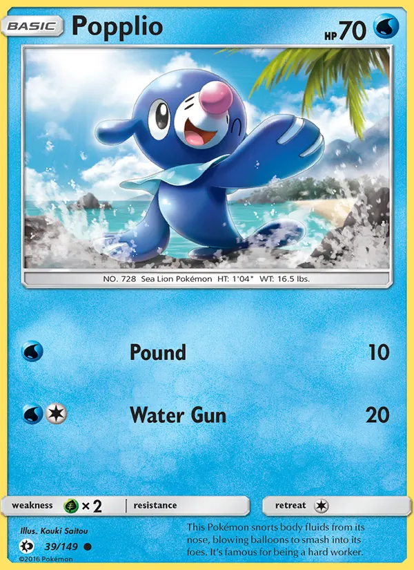 Kartu Popplio dari Sun & Moon, nomor 39/149