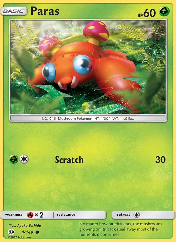 Kaart Paras uit Sun & Moon, nummer 4/149