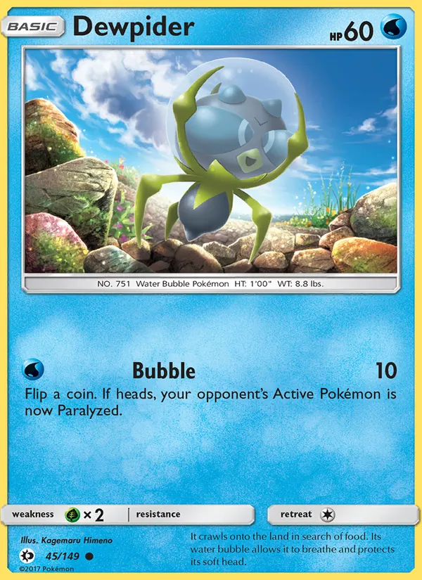 Kaart Dewpider uit Sun & Moon, nummer 45/149
