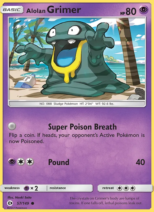 Kartu Alolan Grimer dari Sun & Moon, nomor 57/149