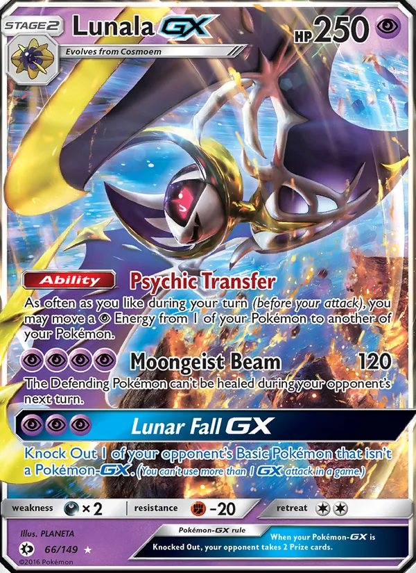 Kartu Lunala GX dari Sun & Moon, nomor 66/149