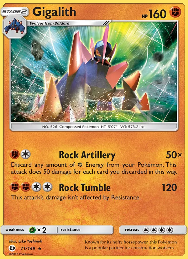 Kaart Gigalith uit Sun & Moon, nummer 71/149