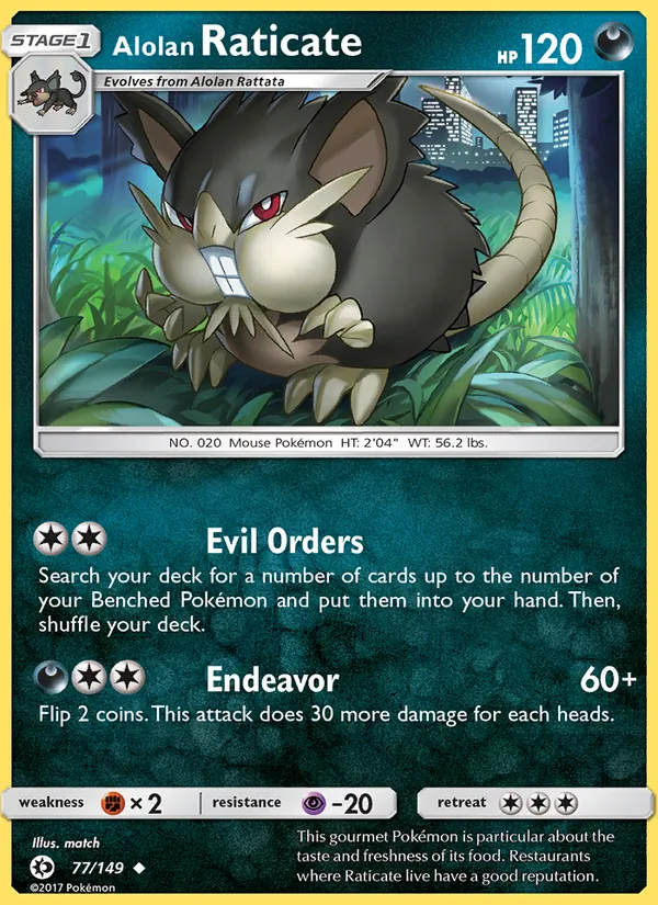 Kaart Alolan Raticate uit Sun & Moon, nummer 77/149