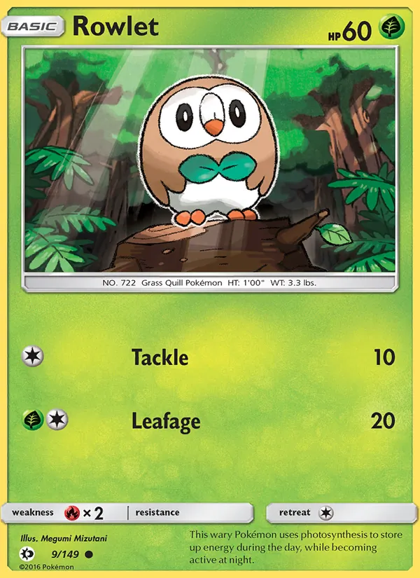 Kartu Rowlet dari Sun & Moon, nomor 9/149