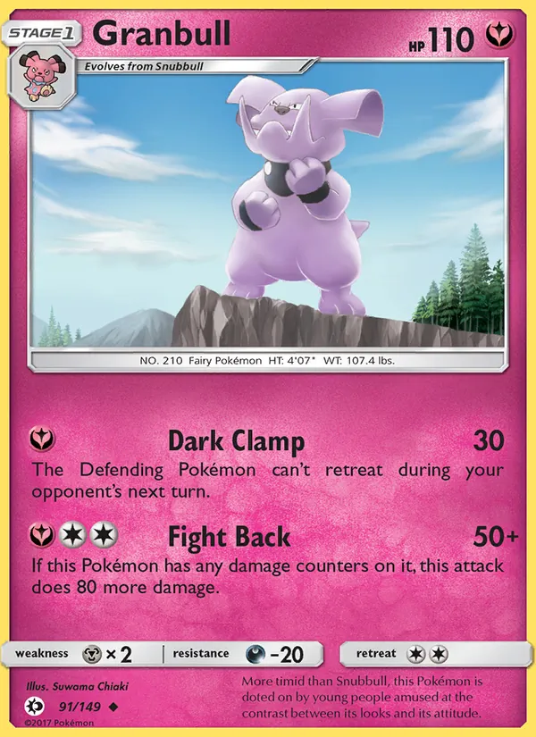 Kartu Granbull dari Sun & Moon, nomor 91/149