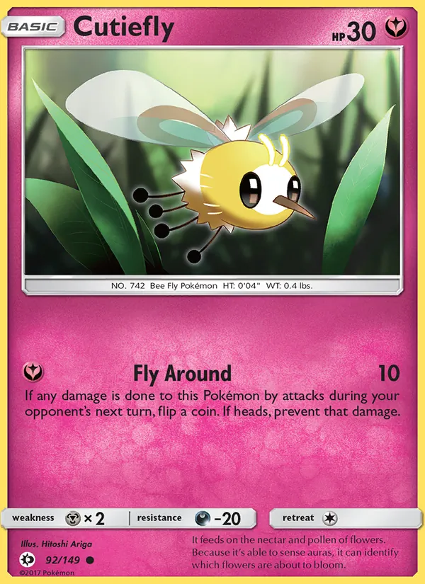 Kaart Cutiefly uit Sun & Moon, nummer 92/149