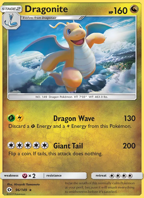 Kartu Dragonite dari Sun & Moon, nomor 96/149