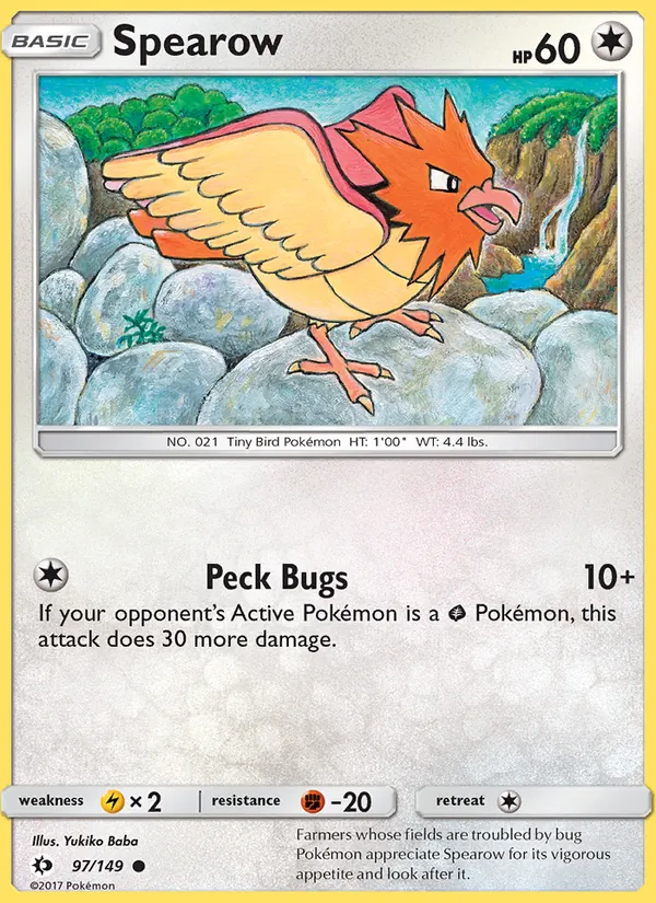 Kartu Spearow dari Sun & Moon, nomor 97/149