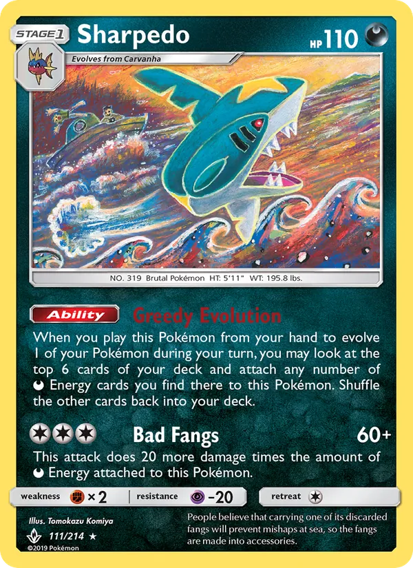 Kartu Sharpedo dari Unbroken Bonds, nomor 111/214