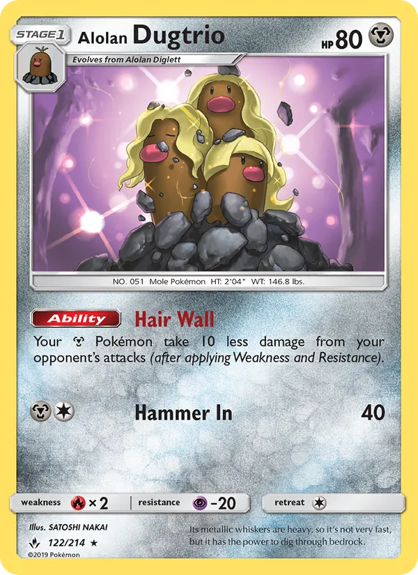 Kartu Alolan Dugtrio dari Unbroken Bonds, nomor 122/214