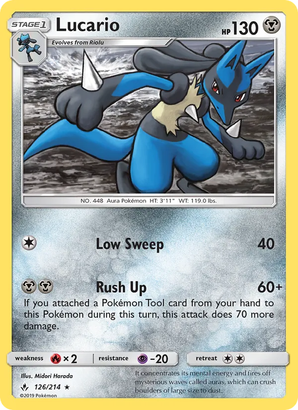Kartu Lucario dari Unbroken Bonds, nomor 126/214