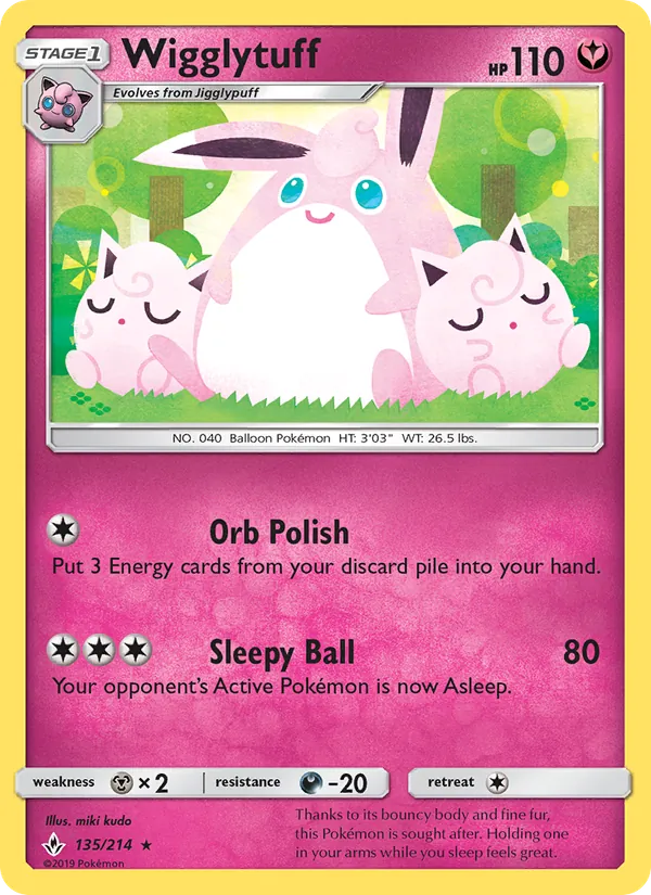 Kaart Wigglytuff uit Unbroken Bonds, nummer 135/214