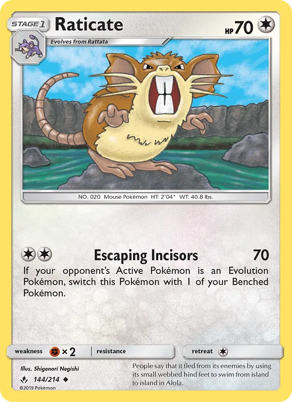 Kaart Raticate uit Unbroken Bonds, nummer 144/214