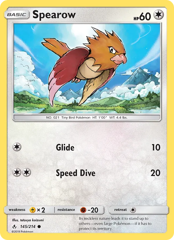 Kartu Spearow dari Unbroken Bonds, nomor 145/214