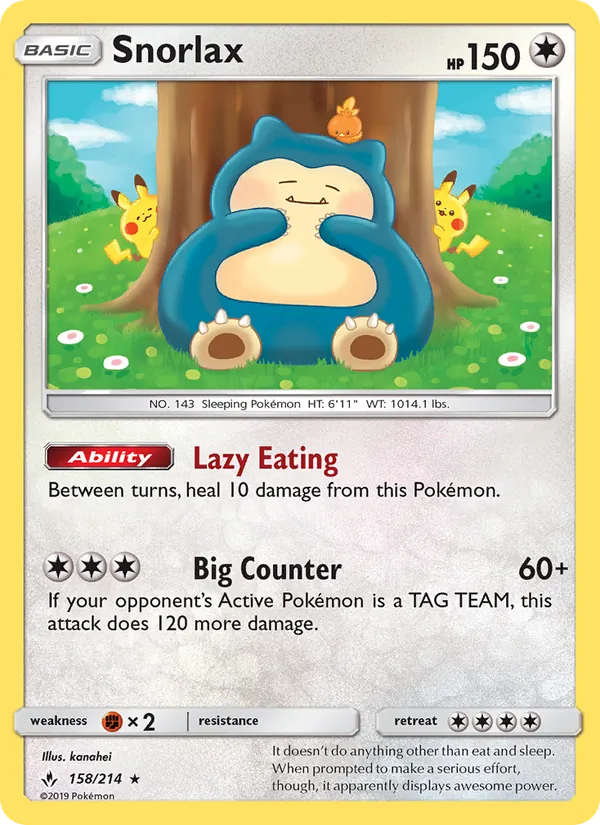 Snorlax card from Unbroken Bonds, number 158/214