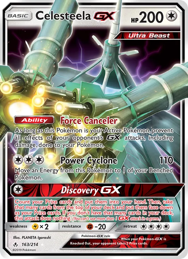 Kartu Celesteela GX dari Unbroken Bonds, nomor 163/214