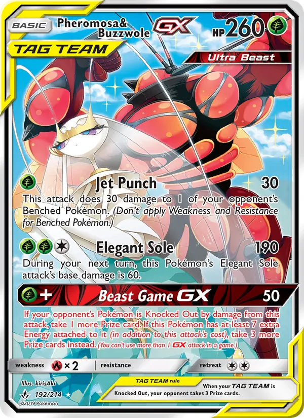 Kartu Pheromosa & Buzzwole GX dari Unbroken Bonds, nomor 192/214