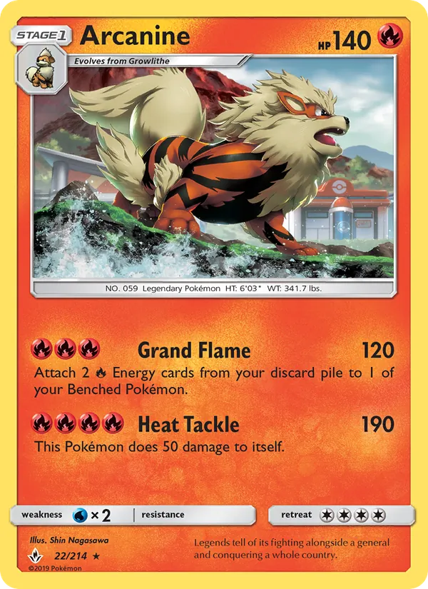 Arcanine card from Unbroken Bonds, number 22/214