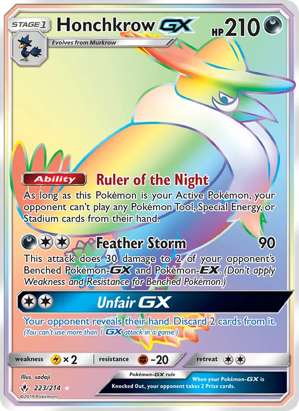 Honchkrow GX card from Unbroken Bonds, number 223/214