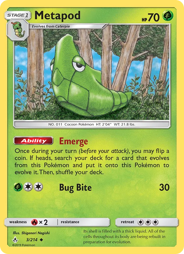 Kartu Metapod dari Unbroken Bonds, nomor 3/214