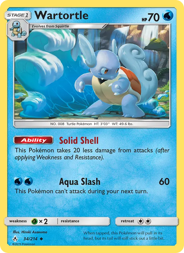 Kaart Wartortle uit Unbroken Bonds, nummer 34/214