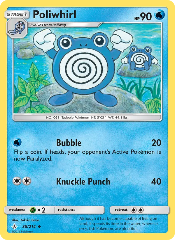 Kaart Poliwhirl uit Unbroken Bonds, nummer 38/214