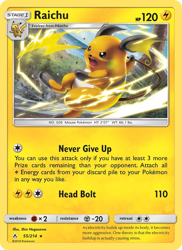 Kaart Raichu uit Unbroken Bonds, nummer 55/214
