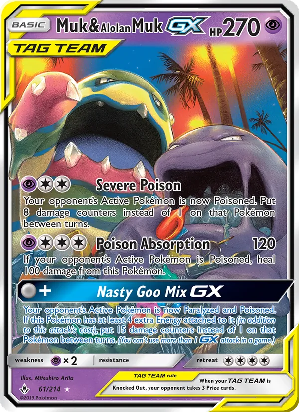 Kartu Muk & Alolan Muk GX dari Unbroken Bonds, nomor 61/214