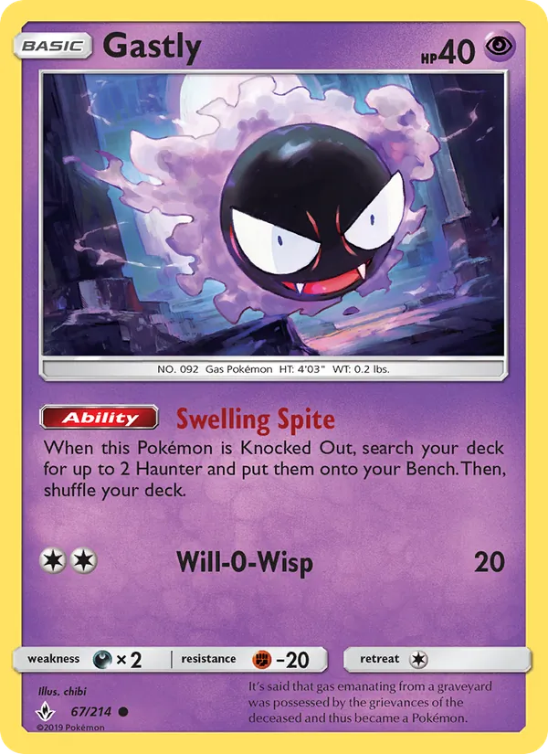 Kaart Gastly uit Unbroken Bonds, nummer 67/214