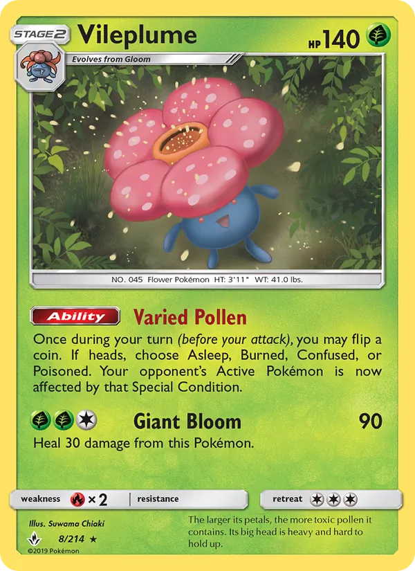 Kartu Vileplume dari Unbroken Bonds, nomor 8/214