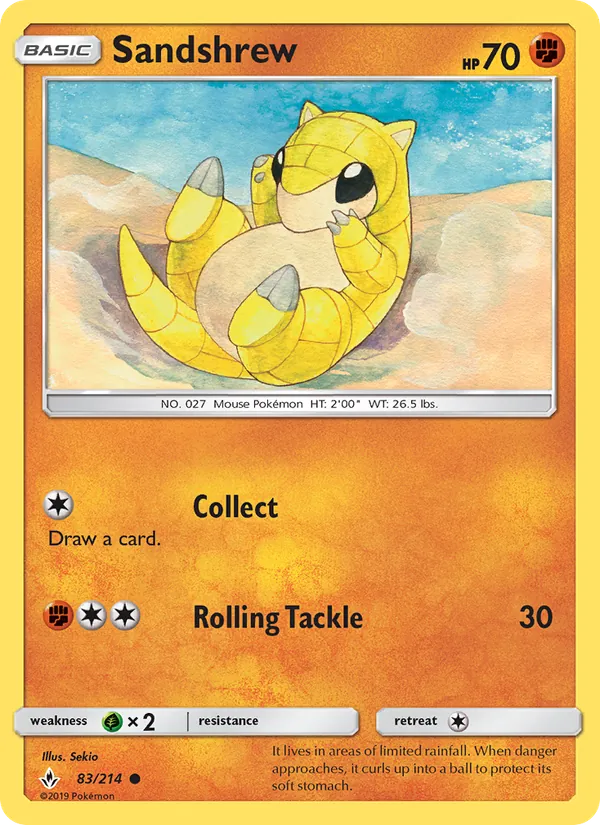Kaart Sandshrew uit Unbroken Bonds, nummer 83/214